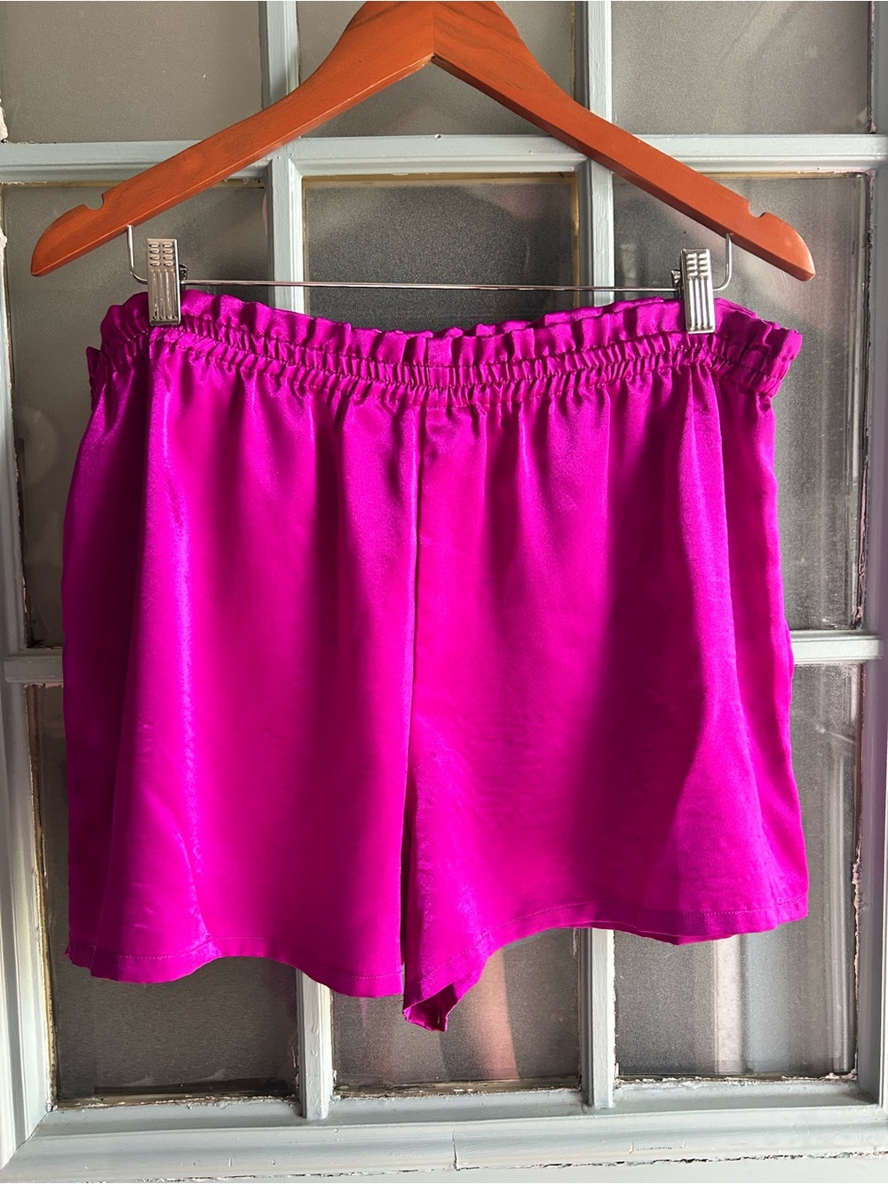Vintage Victoria's Secret Gold Label Satin Pajama Set Polka Dot Vivid Magenta S - Picture 8 of 9
